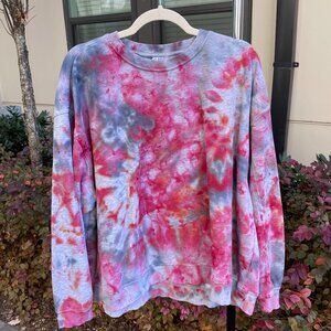 Red & Black Ice-Dyed Long Sleeve Tee